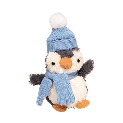 KFSCIP Penguin Cuddly Toy with Hat scarf, 16CM penguin teddy Plush Toy for Children, penguin plush Toy for Cuddling & Playing, Grey Stuffed Toy for Girls Boys Birthday And Holidays