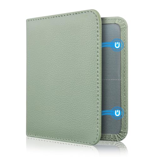 CoBak Kfz Zulassungs Fahrzeugschein Hülle und Versicherungshalter Magnetverschluss Auto Organizer für das Handschuhfach im Zubehörtasche für wichtige Dokumente Karten (Salbeigrün)