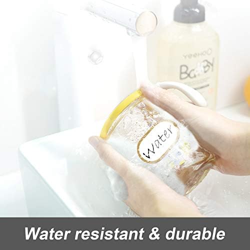 Labels for Jars 192Pcs Removable Labels Stickers Waterproof Self Adhesive Kitchen Labels with Gold Border, 4 Sizes to Match Your Needs with No ResidueGreat for Jam & Chutney Preserving Jars (Gold)