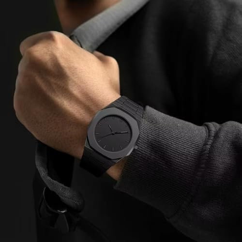 Image of CERO Men's Black Analog Watch | Lightweight Silicone Strap | Arabic Numerals & Minimalist Dial | Casual & Stylish Wrist Watch