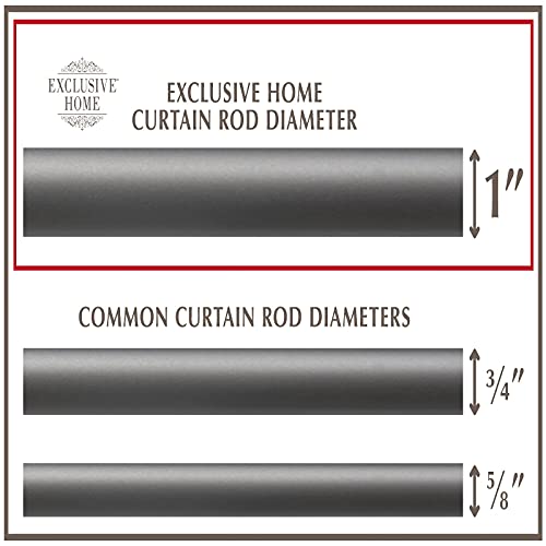 EXCLUSIVE HOME Torch 1" Curtain Rod and Coordinating Finial Set, Gunmetal, Adjustable 66"-120" - Thumbnail 4