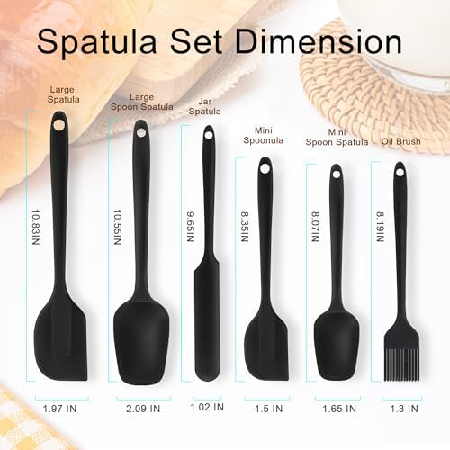Silicone Spatula Set 6 Pack Food Grade Kitchen Utensils with Silicone Brush — view 3