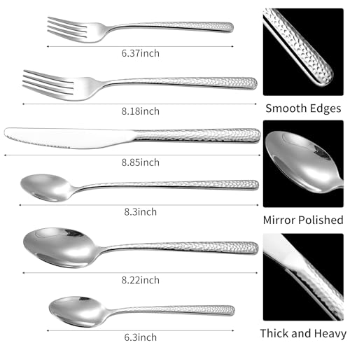 Premium Hammered 24-Piece Silverware Set, Dishwasher Safe Service for 4 — view 3
