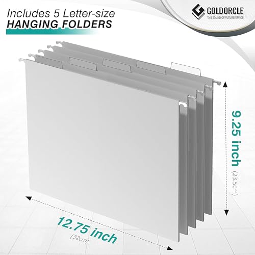 Image of Hanging File Organizer, Letter-size File Holder Filing Box with 5 Hanging Folders, Metal Mesh Desk File Folder Storage(No Assembly Required)