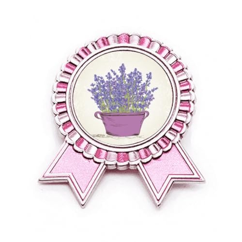 Broche rose pot de lavande violette en métal taille M une idée cadeau originale pour femme