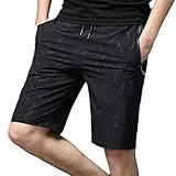 KGFDB Men's Shorts Beach Running Bermuda Casual Breathable Tights Summer Plus Size Casual Sportswear Black