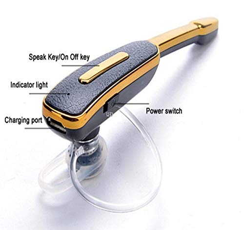 UPSTYLE Auriculares Bluetooth Manos Libres para Negocios Auriculares Deportivos Auriculares estéreo con micrófono para Android y teléfonos móviles iOS Gold