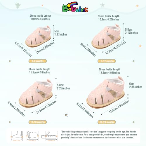 Image of Babelvit Infant Baby Girl Boy Sandals Comfort Premium Summer Outdoor Casual Beach Shoes with Flower Bowknot Anti Slip Rubber Sole Newborn Toddler Prewalker First Walking Shoes