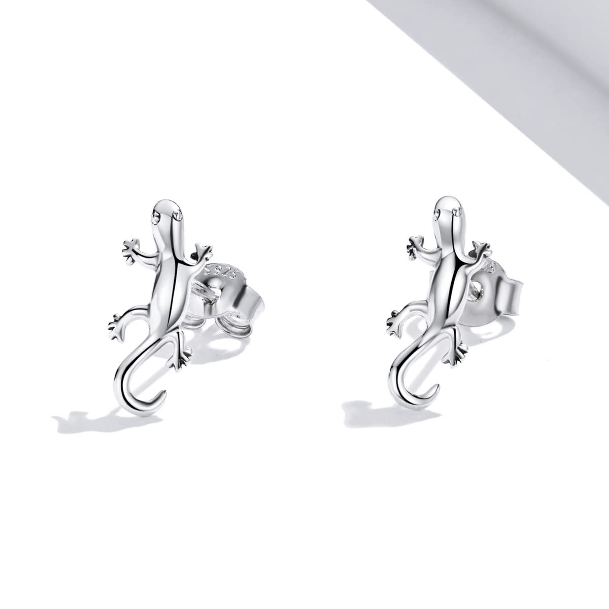 YCTTKDD 925 Sterling Silber Klettern Gecko Eidechse Ohrstecker Persönlichkeit Abend Party Schmuck Ohrring