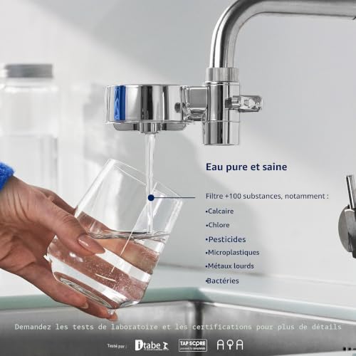 Tappwater EcoPro Compact - Le plus petit filtre à eau sur robinet disponible, filtre plus de 100 substances. Système de filtration en 5 étapes avec nanotechnologie. (chromé + 6 cartouches) – vue 5