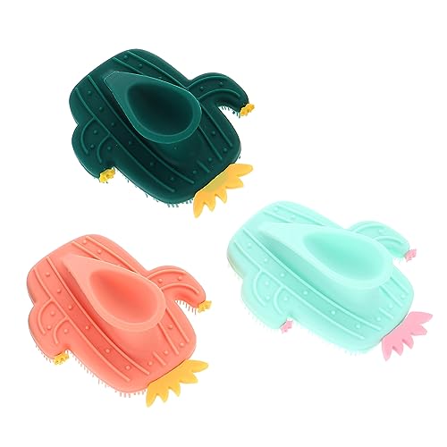 VALICLUD Cactus Pattern Silicone Facial Brush 3pcs Face Exfoliator Brush for Deep Cleaning