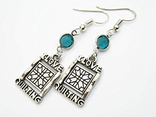 Quilters Birthstone Earrings, Sewing Earrings, I Love Quilting Earrings, Personalized Quilter Jewelry Gift #TOP1