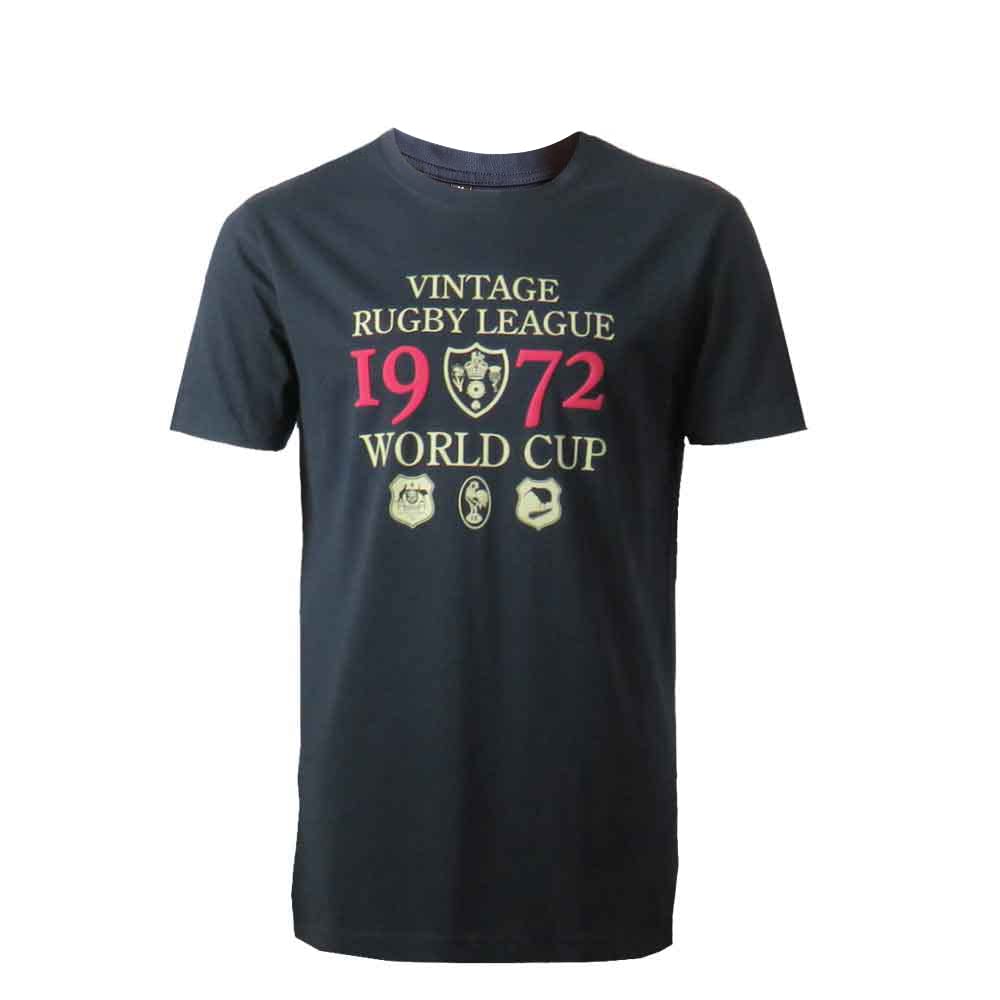 Ellis 1871 Rugby Men's Navy 1972 Rugby League T-Shirt World Cup Vintage