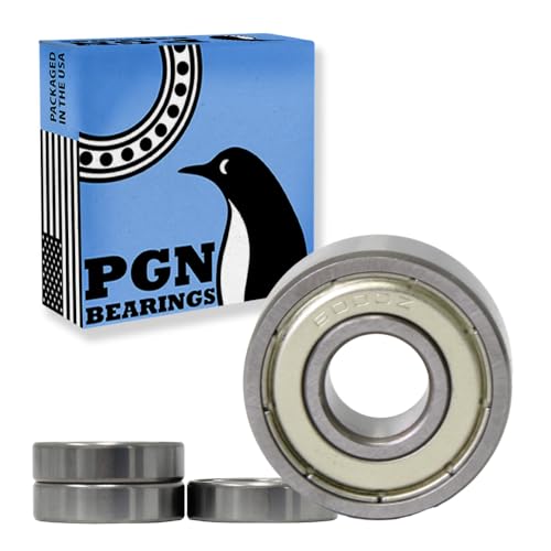 PGN (4 Pack) 6000-ZZ Bearing - Lubricated Chrome Steel Sealed Ball Bearing - 10x26x8mm Bearings with Metal Shield & High RPM Support