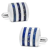 Stainless Steel Striped Lapis Cufflinks