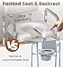 SOUNDFUSE Bedside Commode Chair with Padded Seat and Backrest, Aluminum Dual-Crossbar, Height Adjustable, Portable Toilet for Seniors and Adults, Potty Bucket and Splash Guard, 350 lbs Weight Capacity