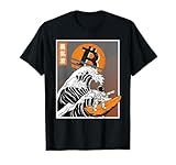 Japanese Bitcoin Art Surfing Astronaut Wave Funny Bitcoin T-Shirt