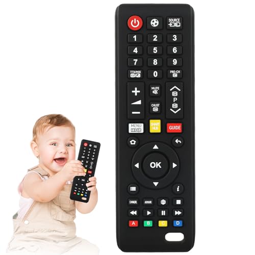 Image of Baby Teether Toy TV Remote Control Shape Teething Toys for Babies 3-24 Months, Chew Toys for Infants Teething Relief, Freezer BPA Free