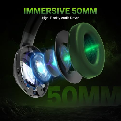 Image of SpinBot Ranger HX700 Tri-Mode Wireless Headphones with ANC & RGB | 20ms Low Latency 2.4GHz + Bluetooth 6.0 & AUX, Detachable Mic, 50mm Drivers, Gaming & Work Headset for PC & Mobile