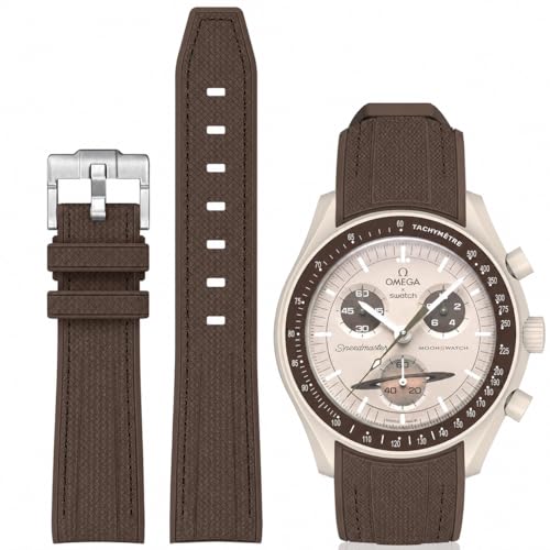 Image of BONACE Bands for Moonswatch Watch,Curved SIlicone Strap Compatible with Omega X Swatch 20mm Watch,Swatch Omega Moonswatch Speedmaster Replacement No Gap Strap Men Women