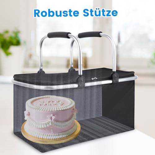 kühlkorb einkaufskorb 30L,Mit Reißverschluss isolierter, Faltbarer Picknickkorb,Klapprahmen aus Aluminiumlegierung mit Griff, gepolsterte Stützstange,für Picknicks im Freien, Einkaufen und Reisen