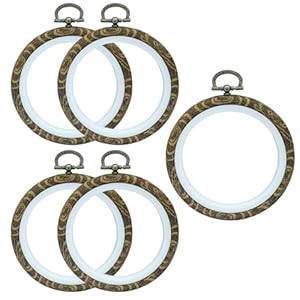 Kyuionty 3 Pack 4 Inch Round Embroidery Hoops, Cross Stitch Imitated Wood Display Frame Circle Embroidery Hoop Ring for Art Craft Sewing and Hanging