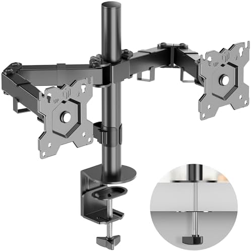 ONKRON Dual Monitor Mount Stand for Two 13" - 32" Monitors up to 17.6 lbs Each, 75x75-100x100 VESA Dual Monitor Stand for Desk, Double Monitor Mount Vertical/Dual Monitor Arm Desk Mount Black