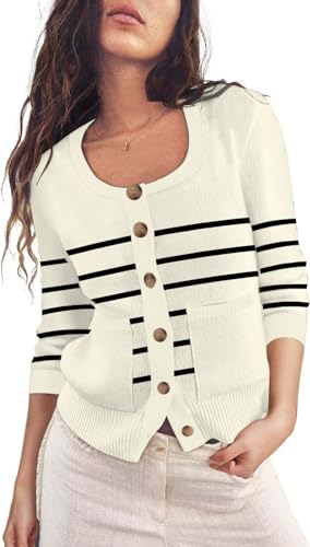 ETCYY Womens 2025 Lightweight Knit Cardigan Sweaters Fall Long Sleeve Crewneck Open Front Button Down Outerwear Lady Jacket2
