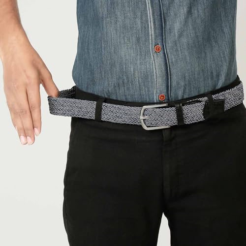 Image of LOUIS STITCH Men's Braided Elastic Stretch Belt with Leather Tipped End Stretchable Canvas Waist Band for Men Women Boys Girls Unisex (Width 3 cm) (BE-EL)