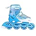 Xcello Adjustable Kids Inline Skates Blue with Safety Buckle Soft Exercise Balance Roller Skates Shoes, and Light Up Wheels (M)