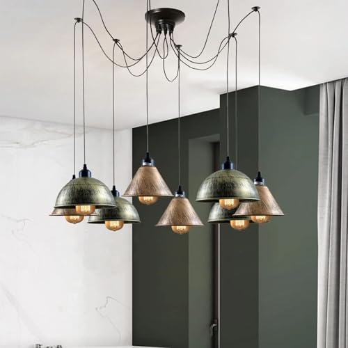 Lustre moderne 8 têtes avec douilles E27 pour éclairage grand angle