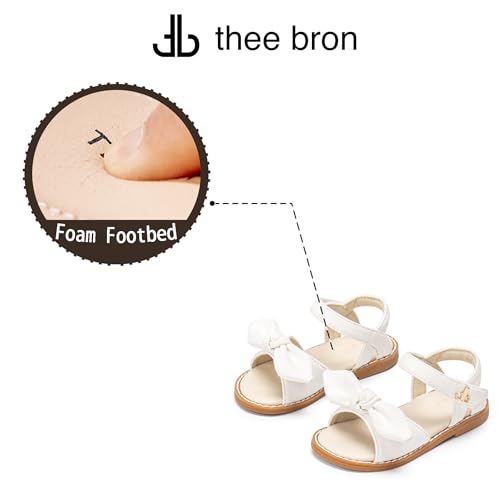 Image of THEE BRON Toddler Girls Sandals Wedding Flower Girl Dress Shoes Open Toe Flats