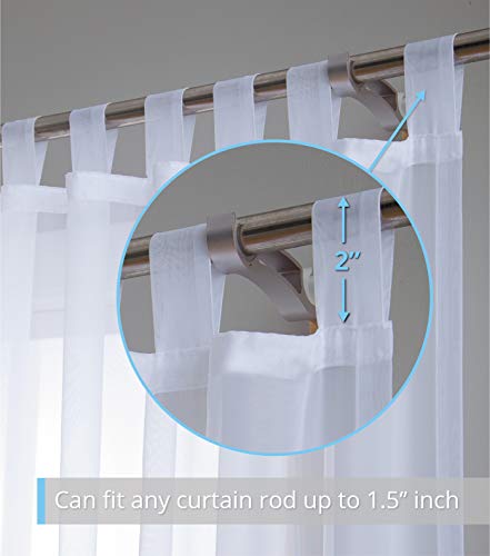 Hlc.me White Tab Top 54 Inch X 108 Inch Long Window Curtain Sheer Voile Panels For Living Room & Bedroom, Set Of 2 #TOP10
