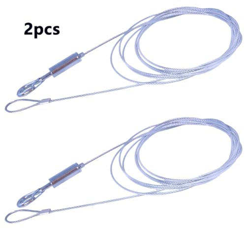Image of 2PCS Adjustable Picture Hanging Wire 2m /78.4inch Stainless Steel Wire with Loop Hooks Fuse Hooks Cable Locker Wire Lanyard Heavy Duty Support Wire for Hanging Items Tidy Up Cables
