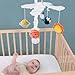 The Peanutshell Crib Mobile for Boys or Girls - White and Dark Blue Musical Baby Crib Mobile with 12 Lullabies, Planets Baby Spectacular Space Nursery Decor