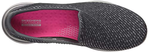 Skechers Go Walk 5 Miracle Sapatilha Feminino, 37, Cinza Escuro/ Rosa Choque