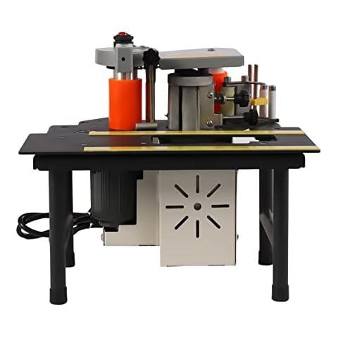 LYNICESHOP Edge Banding Machine, 110V Portable Woodworking Edge Banding Machine Woodworking Gluing Machine Double Glue Edge Bander Feeding Speed 5m/min Working Temperature 120-180ºC Cover