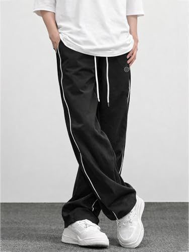 Image of CHKOKKO Men's Relaxed Track Pants for Gym Workout Running Casual Wear Sports Lower with Pockets Adjustable Drawstring Waist Lightweight Quick Dry Activewear Fitness