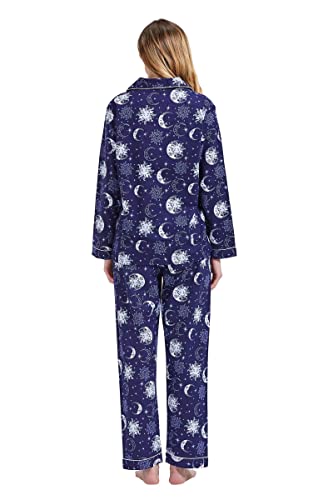 Amaxer Pyjama Femme Hiver Chaud 100% Flanelle Ensembles de Pyjama Cotton Chemise de Nuit Longue, Bleu Tournesol 3XL – vue 7