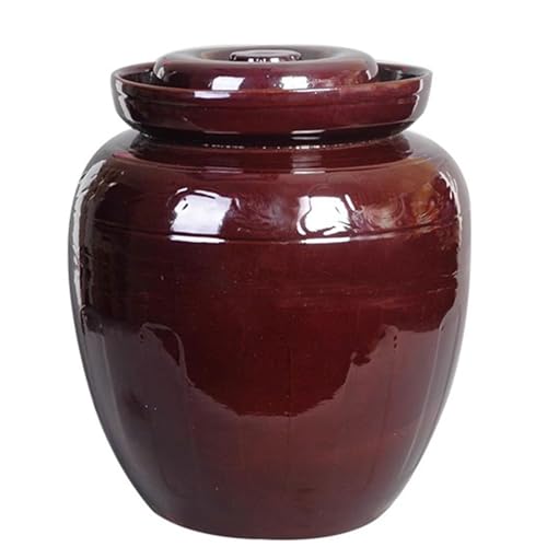 DECORN Tarro de Fermentación - Tarro de Fermentación de Cerámica con Tapa - Tarro de Encurtidos Tradicional Chino de Gres - Fermentador para Kimchi y Kombucha,17.5L