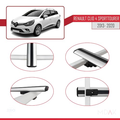 Barres de toit pour Renault Clio 4 ST 13-20 en aluminium gris MDAK - 4