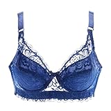 Necalisi Dirndl Push up BH Blau Damen BH aus floraler Spitze Bügel Ungepolstert Soft Cup Vollschalen BH BH Push up 100C