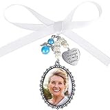 Wedding Bouquet Charm Lacy Oval Bridal Charm Bridal Bouquet Charm Bride Angel Charm Memorial Photo Charm You are Always in My Heart Charm Something Blue for Bridal Party(Single Pendant Style )