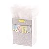 Hallmark 9″ Medium Baby Gift Bag with Tissue Paper – Baby Banner in Grey, Pink and Blue for Baby Showers, New Parents, and More