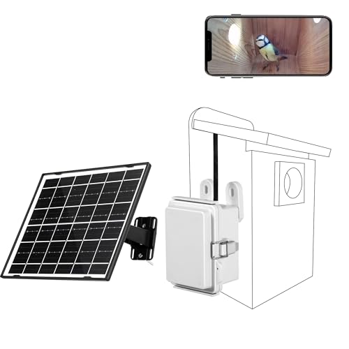 WIWACAM Solar WiFi Birdhouse Camera, 10000mAh Battery, 4K Ultra HD, for Bird Box birdhouses, for Robins Wrens Tree Swallows, Live Video to Phone, Easy Install, Night Mode, microSD Card Slot