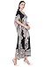 Divine threads -- Women's Kaftan Floral Print/Beach Cover Up/Plus Size V-Neck Loose Kimono Maxi Dress (Black&White, Plus)
