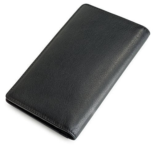 Visconti Jaws BD12 Black Leather Tall Checkbook Wallet 4" x 6.5" black/green2