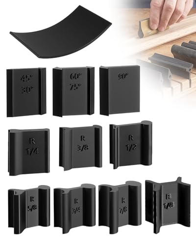 11 Pcs Contour Sanding Grips Set for Woodworking 21 Profiles Curved & Angled Hand Sanding Blocks Detail Sander for Molding Rails & DIY Crafts with High-Impact Plastic & Universal Sandpaper Fit