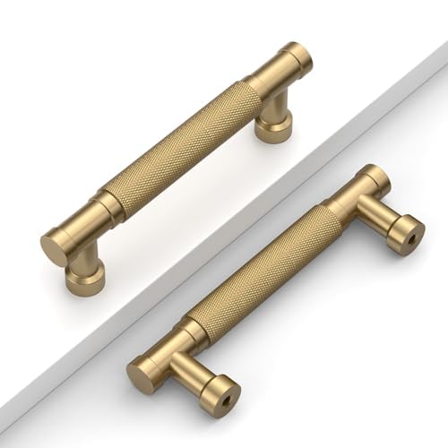 Champagne Bronze Knurled Cabinet Handles Kitchen Pulls 4 Inch 10 Pack