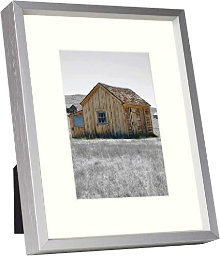 Golden State Art, 8X10 Aluminum Photo Frame For 5X7 Pictures With Ivory Mat Easel Stand For Tabletop Display - Wall Display - Great For Weddings, Graduations, Events, Portraits (Silver, 8-Pack) #TOP1
